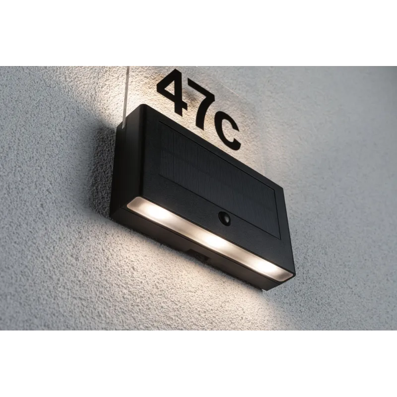 Numéro de maison extérieur solaire Neda IP44 3000K PIR Anthracite