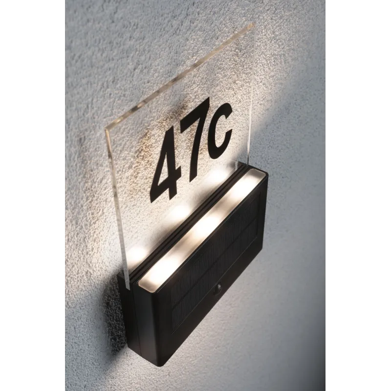 Numéro de maison extérieur solaire Neda IP44 3000K PIR Anthracite