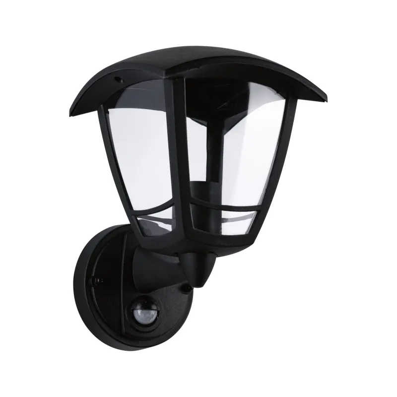 Applique extérieure 230V Classic Curved PIR IP44 E27 Verre transparent/Noir (sans ampoule)