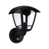 Applique extérieure 230V Classic Curved PIR IP44 E27 Verre transparent/Noir (sans ampoule)