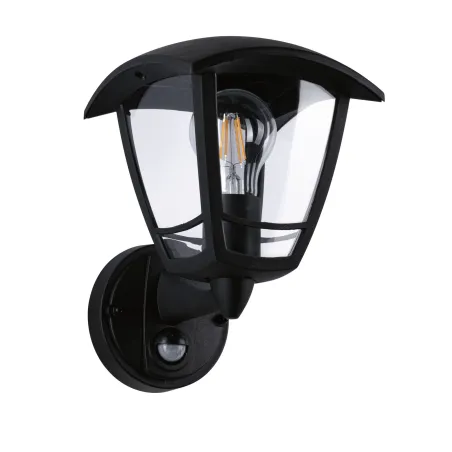 Applique extérieure 230V Classic Curved PIR IP44 E27 Verre transparent/Noir (sans ampoule)