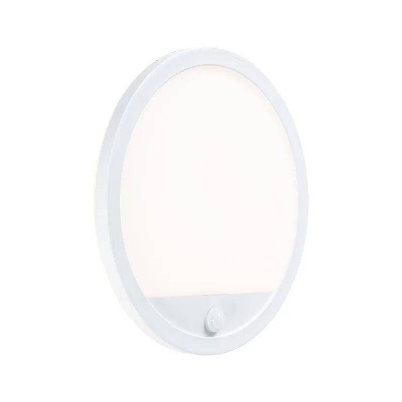Panneau lamina 230V ext rond PIR blanc IP44 15W 3000K