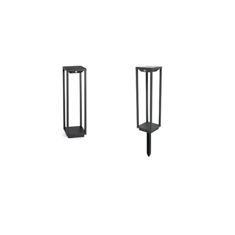 borne led potelet lampadaire solaire a detecteur de mouvement ip54-150lm-3000k-gris anthracite