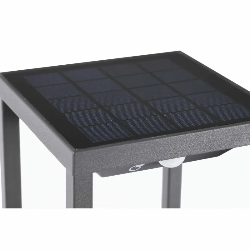 borne led potelet lampadaire solaire a detecteur de mouvement ip54-150lm-3000k-gris anthracite
