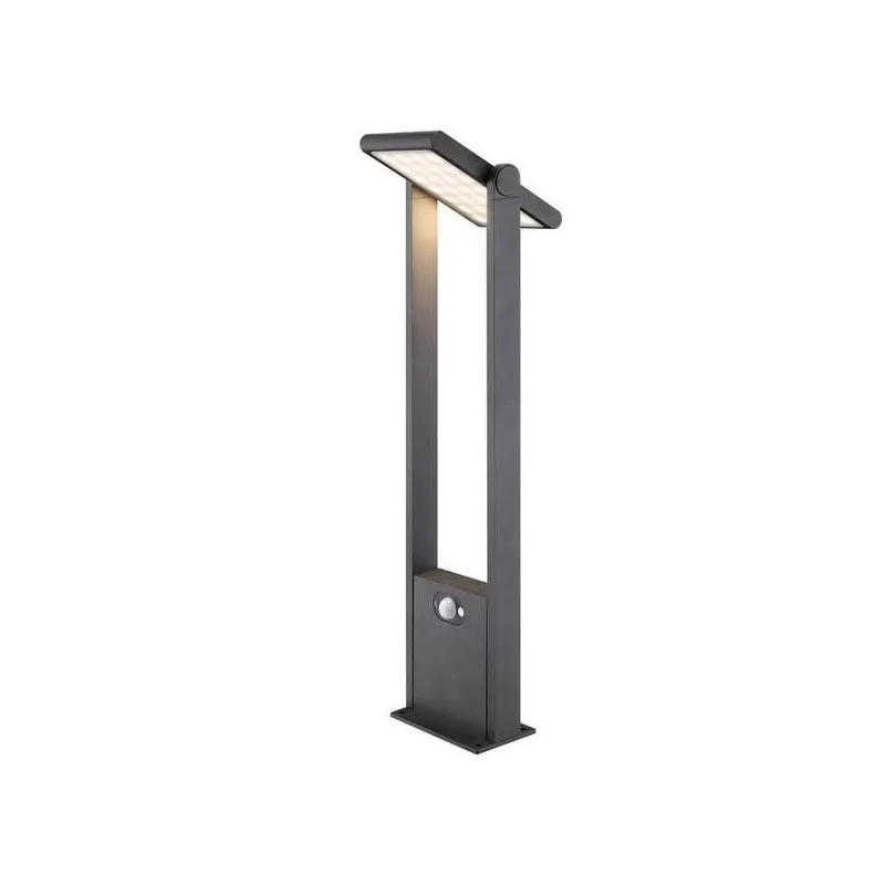 borne led potelet lampadaire solaire a detecteur de mouvement ip54-150lm-3000k-gris anthracite