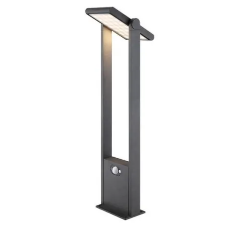 borne led potelet lampadaire solaire a detecteur de mouvement ip54-150lm-3000k-gris anthracite