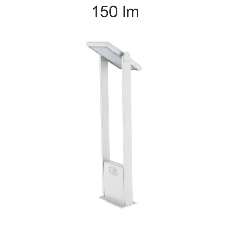 borne led potelet lampadaire solaire a detecteur de mouvement ip54-150lm-3000k-gris anthracite