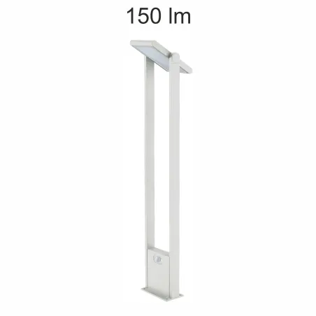 borne led potelet lampadaire solaire a detecteur de mouvement ip54-150lm-3000k-gris anthracite