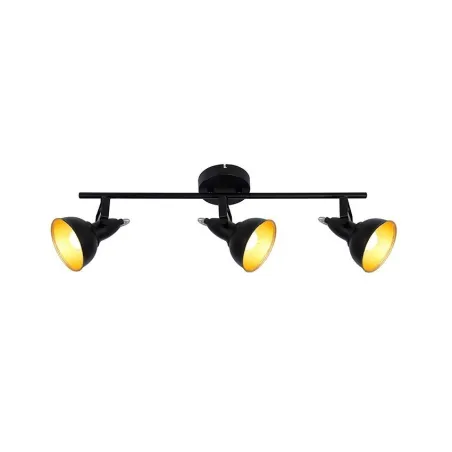 applique plafonnier triple tètes patère orientable noir reflecteur doré culot e14