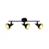 applique plafonnier triple tètes patère orientable noir reflecteur doré culot e14