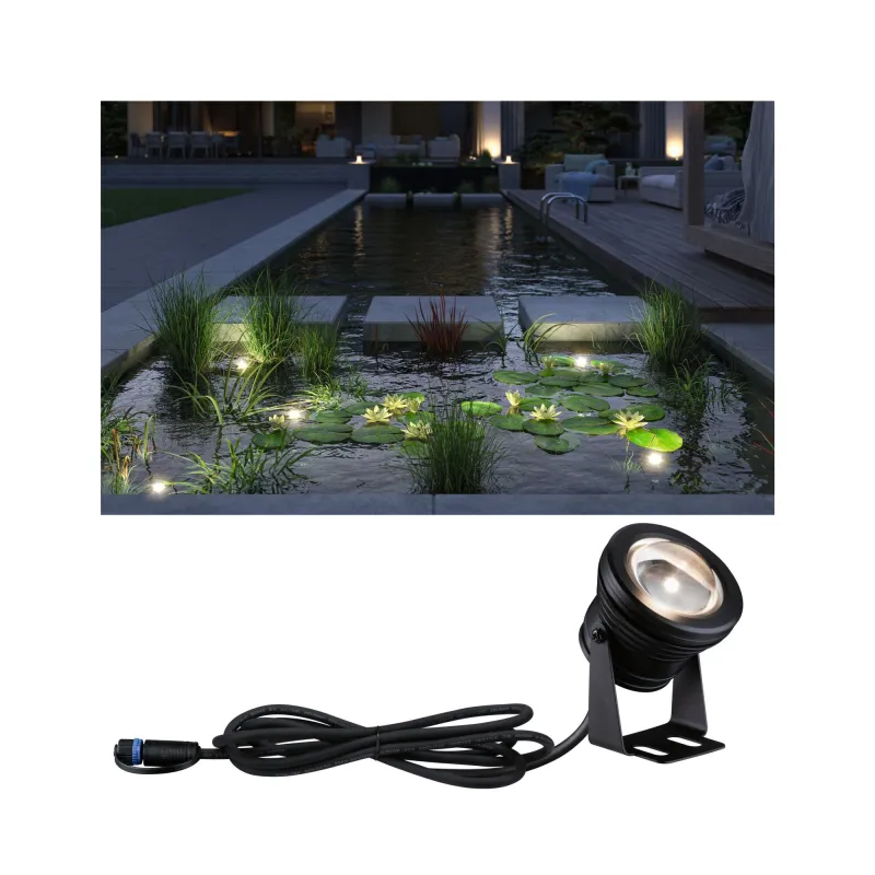 Plug & Shine Spot LED Luminaire de bassin Spot individuel IP68 3000K 5W Noir