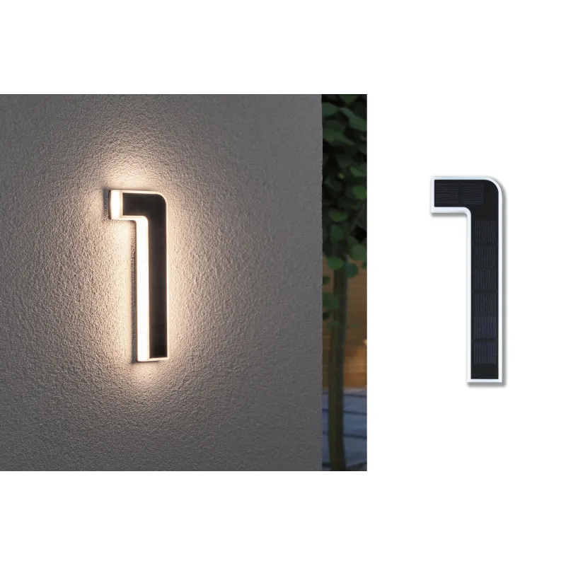 Numéro de maison lumineux LED Numéro 1 solaire