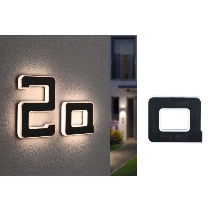 Numéro de maison lumineux LED solaire Lettre A