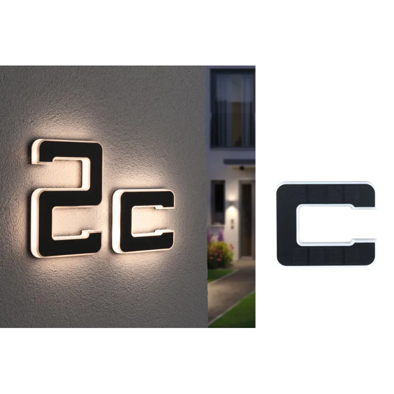 Numéro de maison extérieur solaire c Batterie 3000K IP44 remplaçable