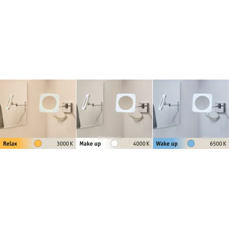 WallCeiling Jora miroir cos IP44 TunW LED 3,3W Chr/Blc/miroir 230V dép/ac