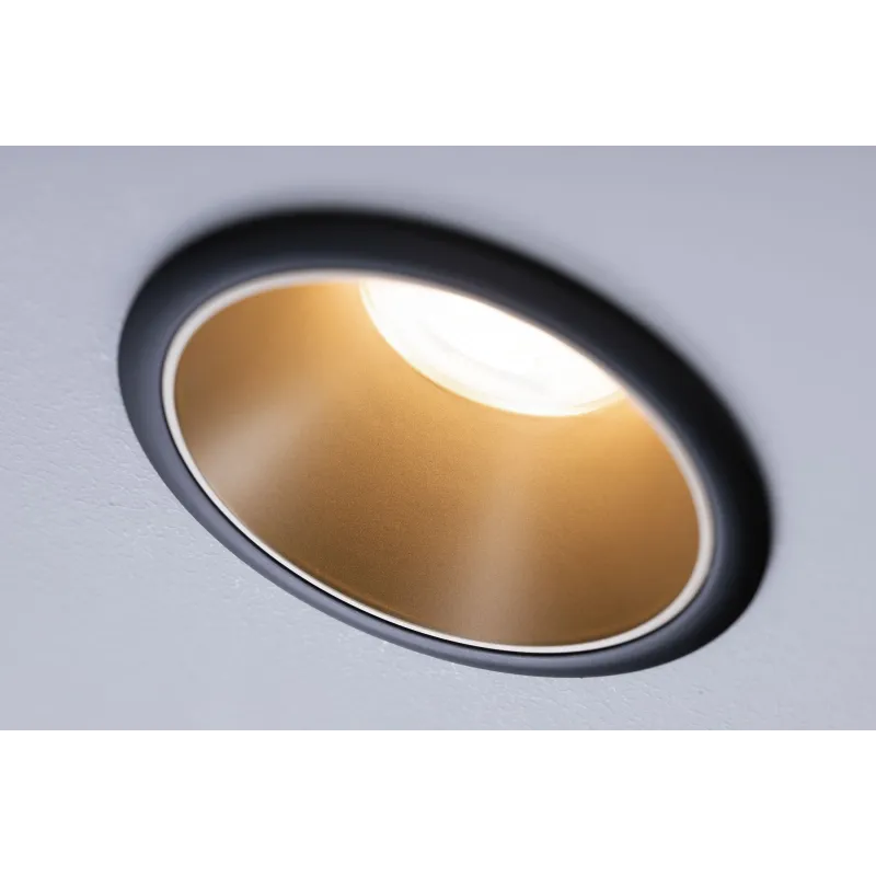 ENC Cole rond fixe max. 1x10W GU10 230V Noir mat/doré Alu/plastique