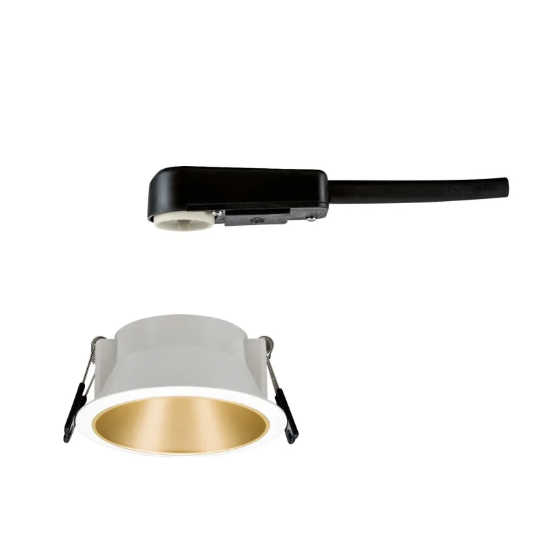 ENC Cole rond fixe max. 1x10W GU10 230V blanc dépoli/Doré Alu/plastique