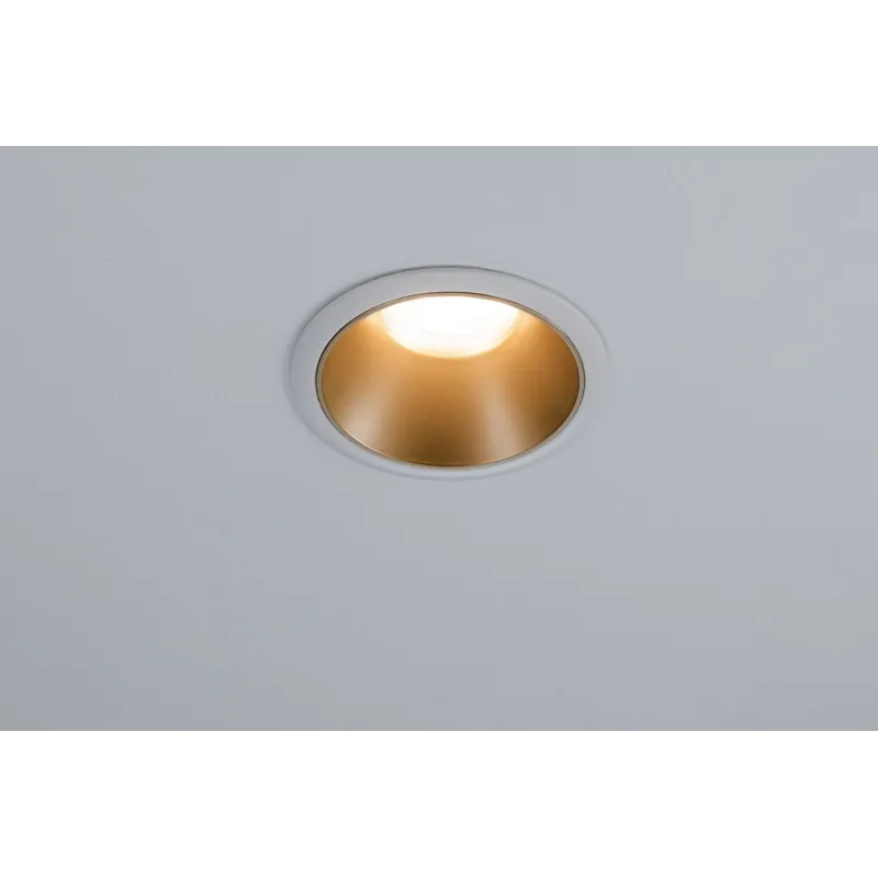 ENC Cole rond fixe max. 1x10W GU10 230V blanc dépoli/Doré Alu/plastique