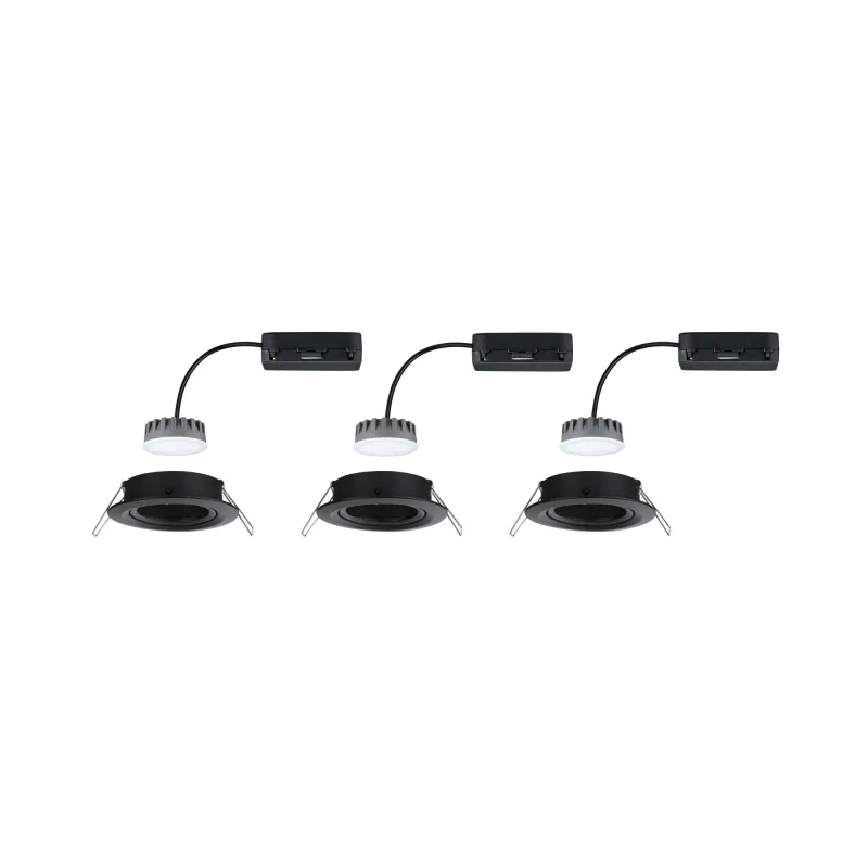Kit ENC Nova Plus Coin grd rond orient 3x6W 2700K 230V 51mm Noir dép/Alu