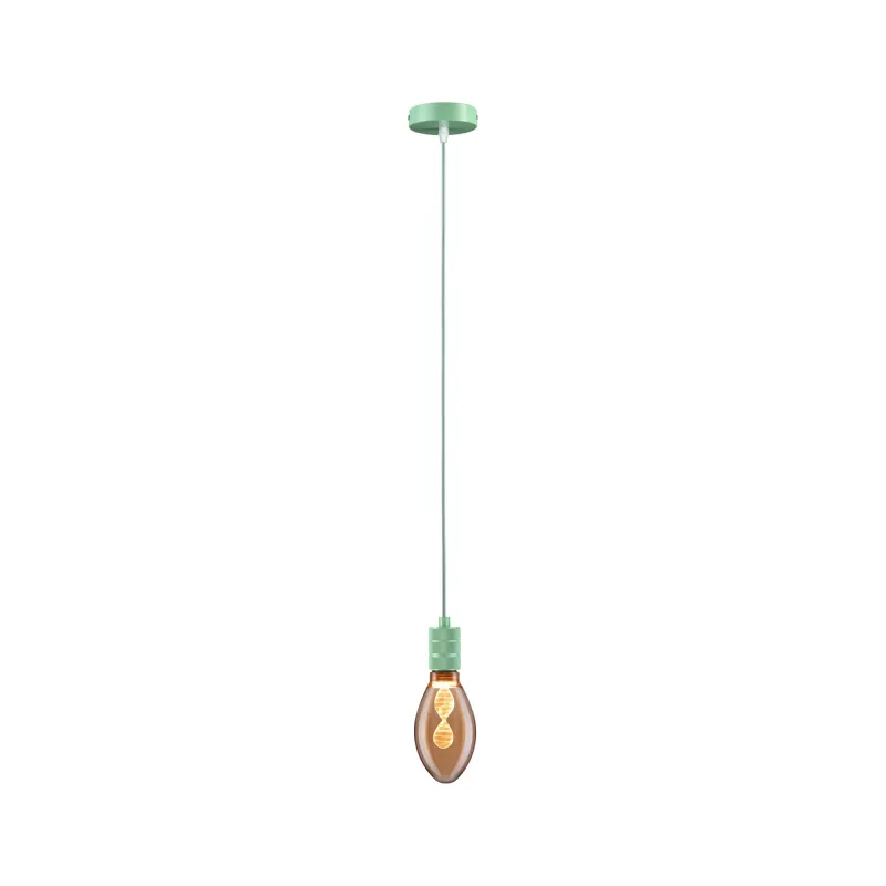 Suspension Tilla Neordic max1x60W E27 vert clair 230V tissu/mét