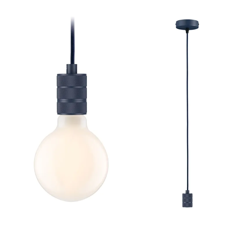Suspension Tilla Neordic max1x60W E27 bleu nuit 230V tissu/mét