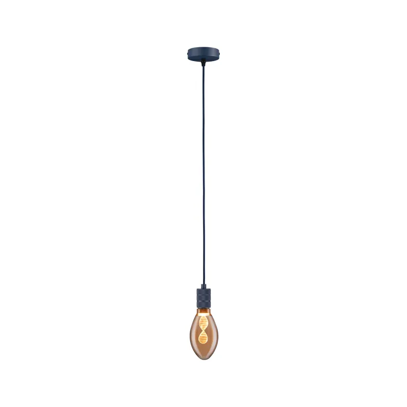 Suspension Tilla Neordic max1x60W E27 bleu nuit 230V tissu/mét
