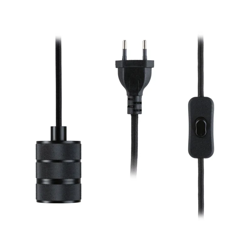 Suspension Neordic Tilla avec prise max20W E27 noir graphite 230V tissu/mét