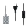 Suspension Neordic Tilla avec prise max20W E27 gris aluminium 230V tissu/mét