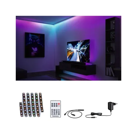Kit Strip LED 1,5m Dynamic Rainbow RGB IP20 4,8W 12V CC noir Métal