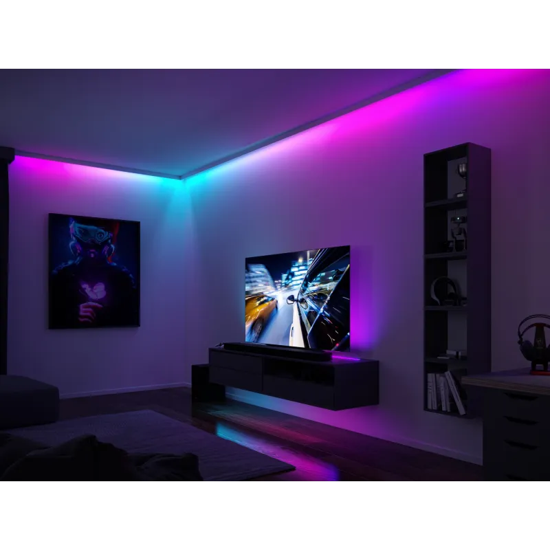 Kit Strip LED Dynamic 5m Rainbow RGB IP20 ?W 12V CC noir Métal