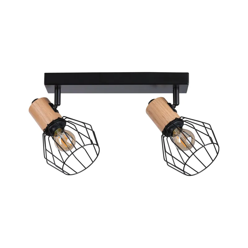 Spots Lanka max. 2x20W E14 230V Noir/bois