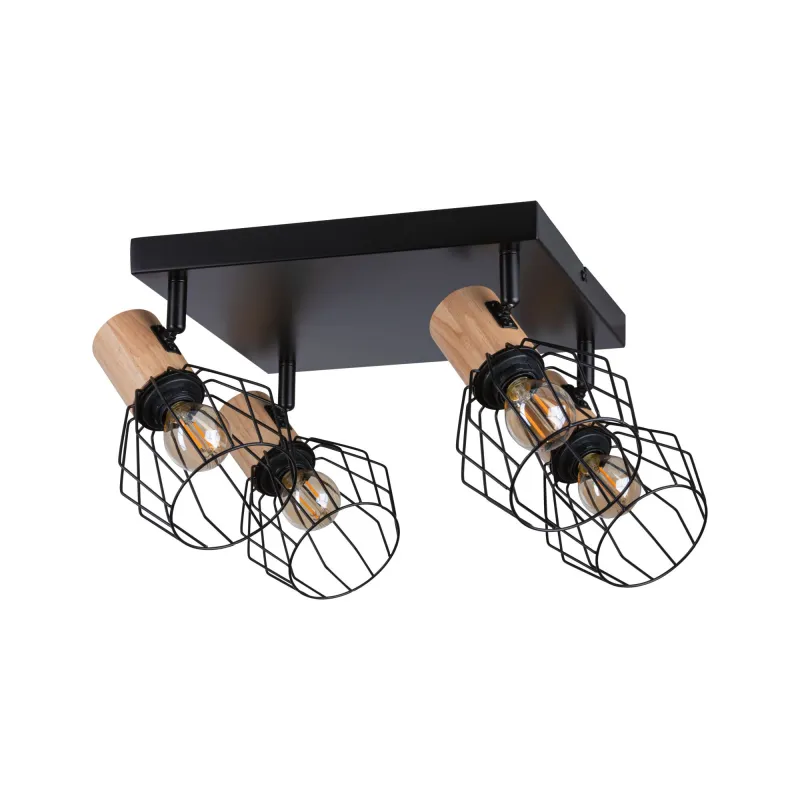Spots Lanka max. 4x20W E14 230V Noir/bois