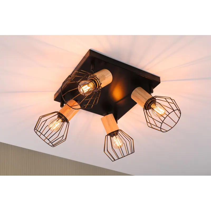 Spots Lanka max. 4x20W E14 230V Noir/bois