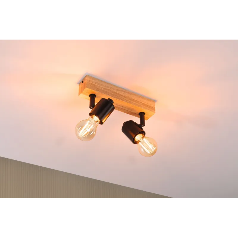 Spots Arvid max. 2x20W E27 230V Noir/bois