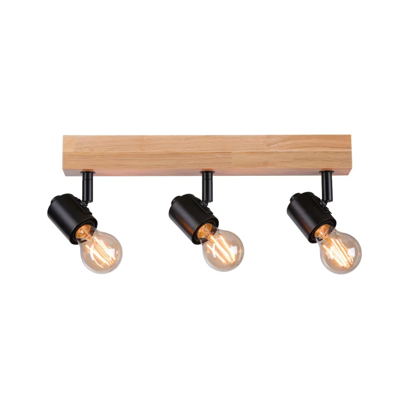 Spots Arvid max. 3x20W E27 230V Noir/bois