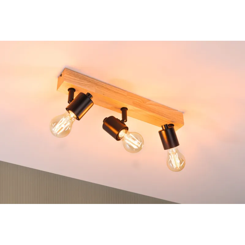 Spots Arvid max. 3x20W E27 230V Noir/bois