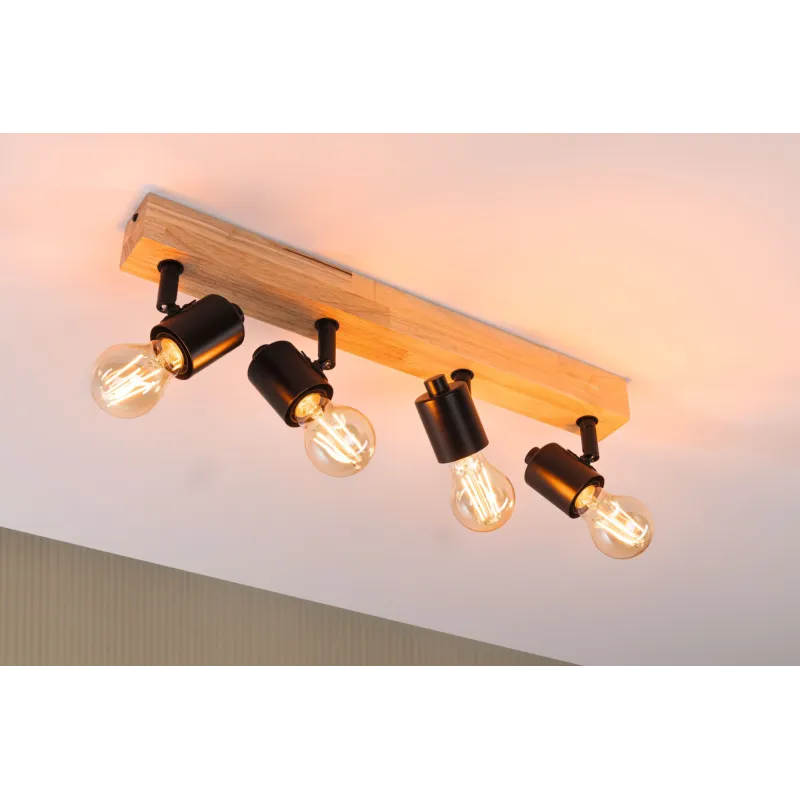 Spots Arvid max. 4x20W E27 230V Noir/bois
