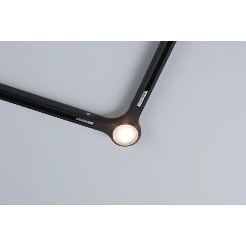Connecteur en L URail LED 1x5,3W Noir dépoli 230V, métal gradable 2700K