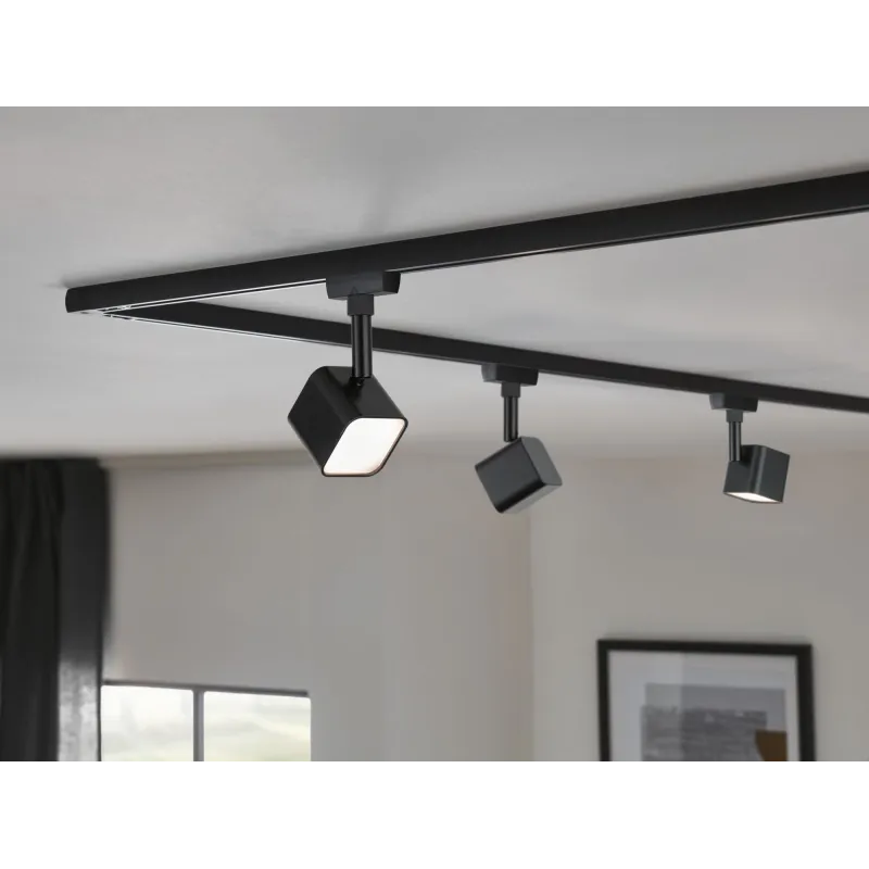 Spot URail Muri 1x4W Noir dép 230V mét/verre 3000K Non-grd