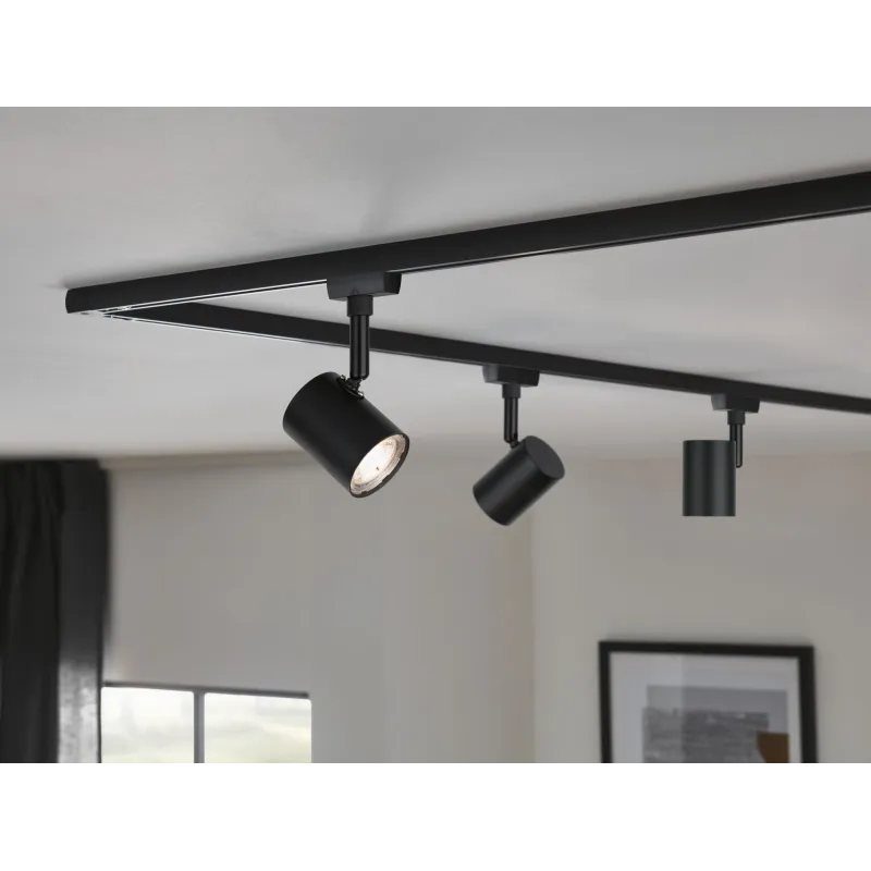 Spot URail Limba 1x4W Noir dép 230V mét/verre 3000K Non-grd