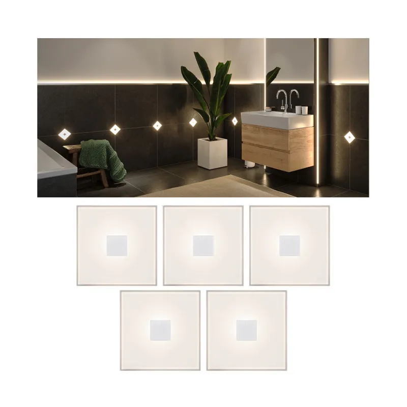LumiTiles Basic Set Square 10x10cm 5x0,8W 2700K 12V Blanc Syn/Alu