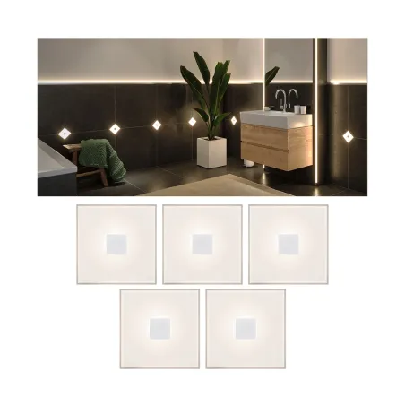 LumiTiles Basic Set Square 10x10cm 5x0,8W 2700K 12V Blanc Syn/Alu