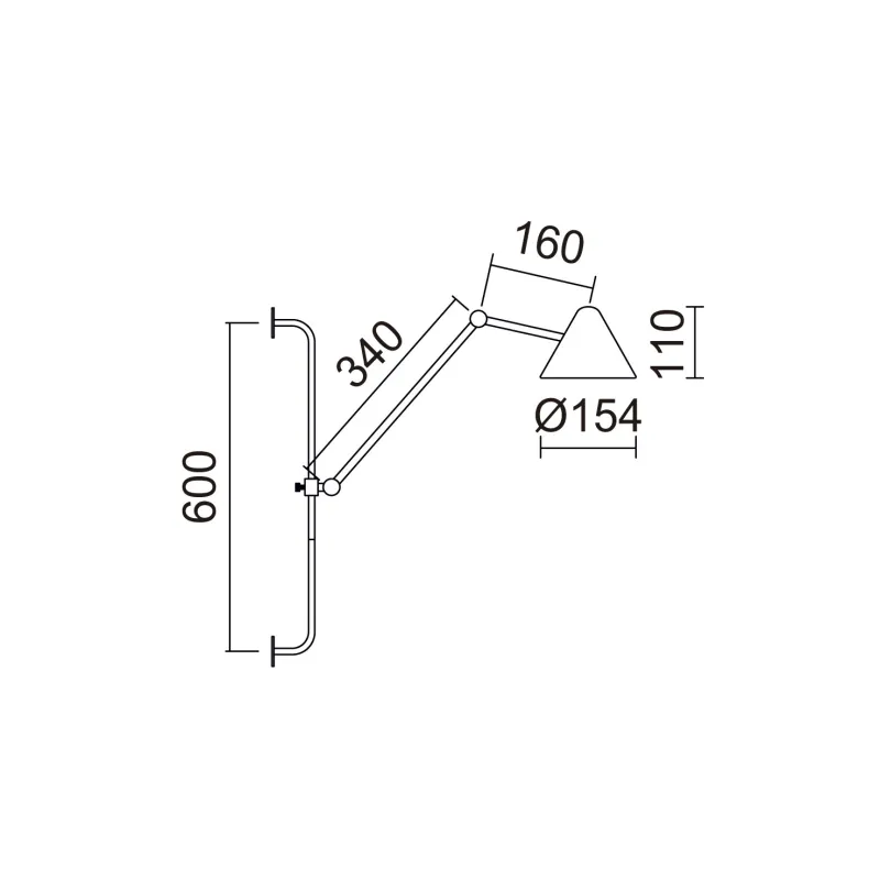 Applique ARM M IP20 LED COB 5W 3000K NOIR