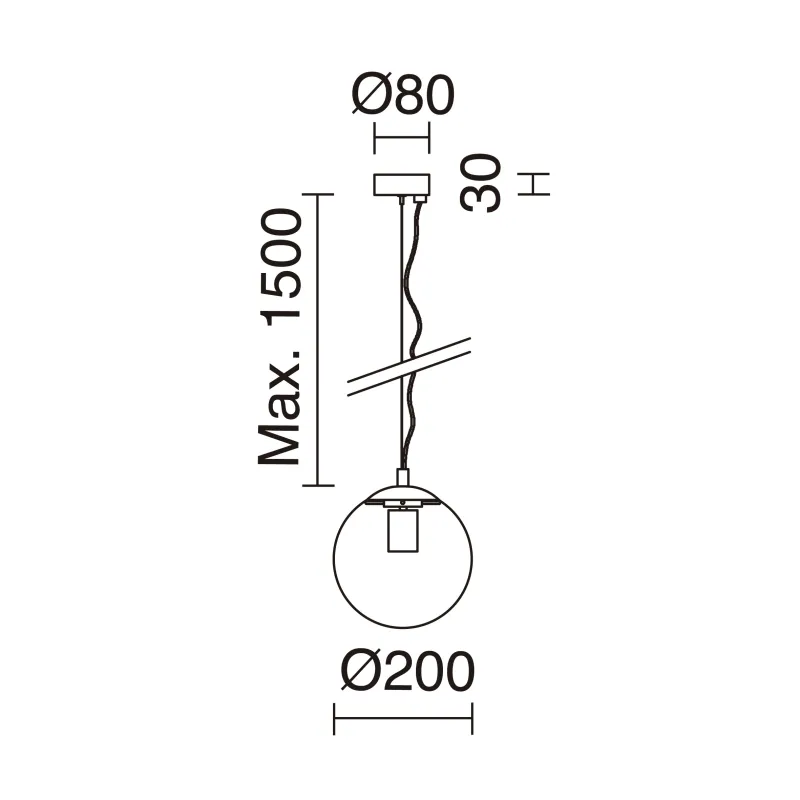 Suspension Oxy D.200mm E27 40W Chrome Opal