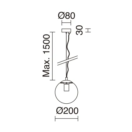 Suspension Oxy D.200mm E27 40W Chrome Opal