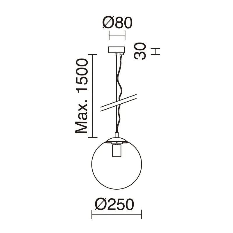 Suspension Oxy D.250mm E27 40W Chrome Opal