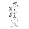 Suspension Oxy D.250mm E27 40W Chrome Opal
