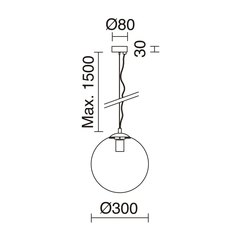 Suspension Oxy D.300mm E27 60W Chrome Opal