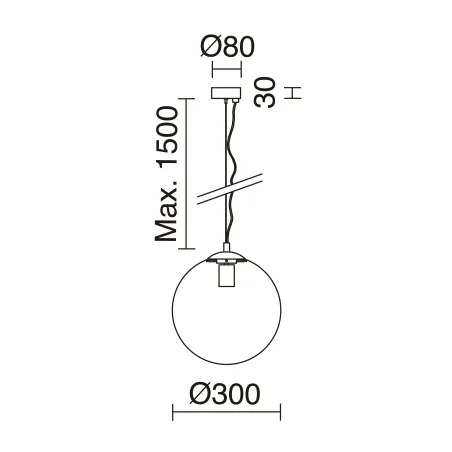Suspension Oxy D.300mm E27 60W Chrome Opal