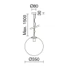 Suspension Oxy D.350mm E27 60W noir Opal